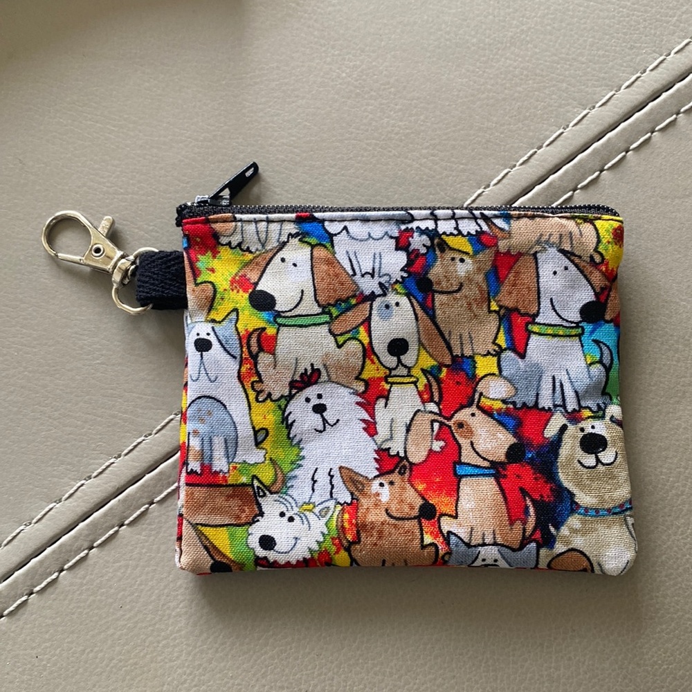 New Doggy adorned zippered coin purse pouch with lobster clasp